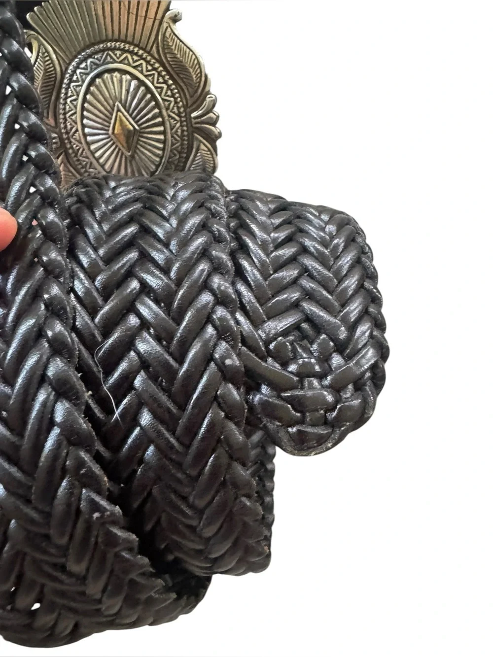 Tony Lama  Braided Silver Buckle Vintage Western style Belt 32
